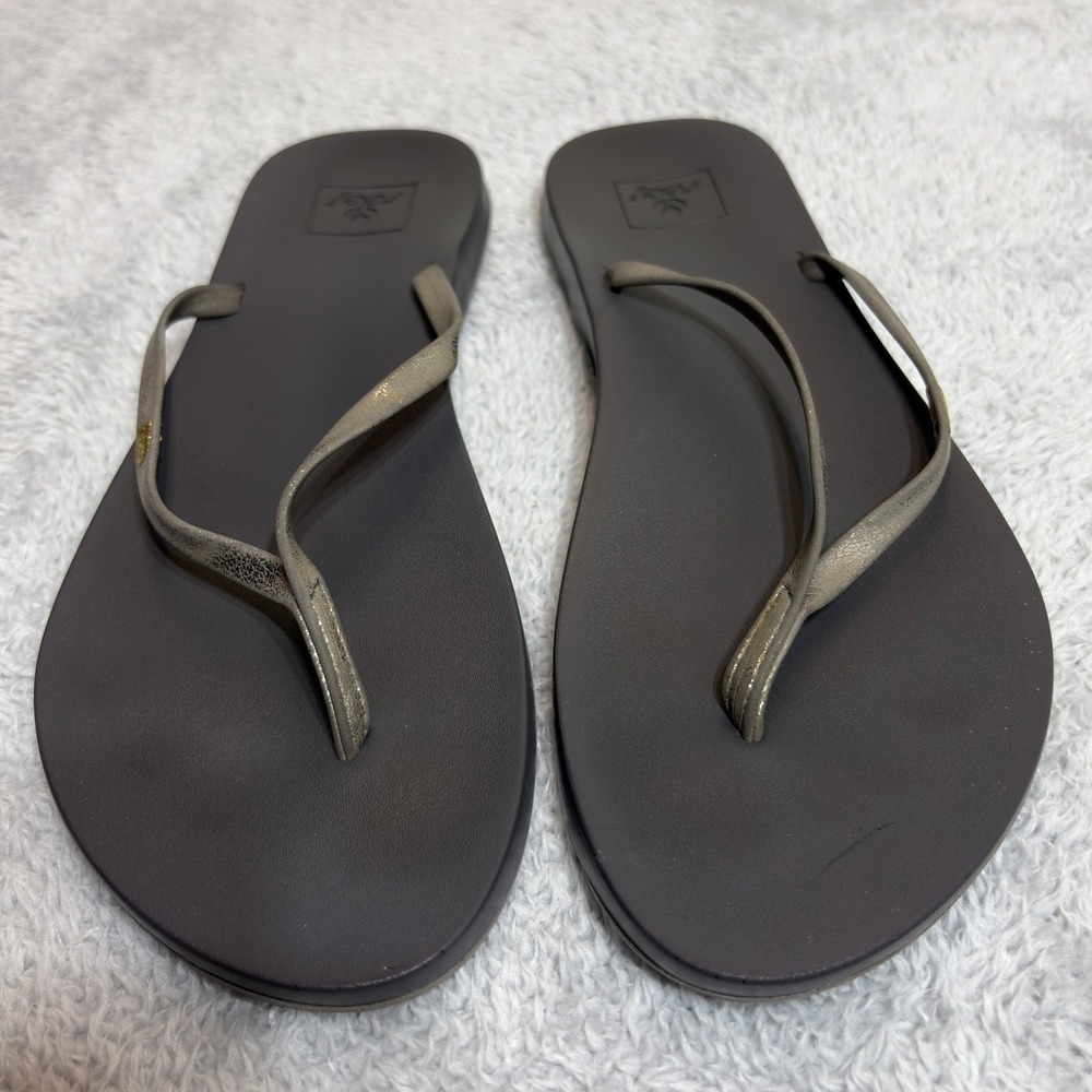Reef Cushion Sands Flip Flops Women's Size 9 Brown Bronze Metallic Slim Straps